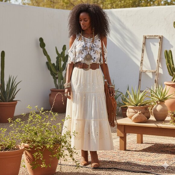 🌿Est. 1946 Women's Boho Paisley Print Cold-Shoulder Top - Size Large - Picture 9 of 12